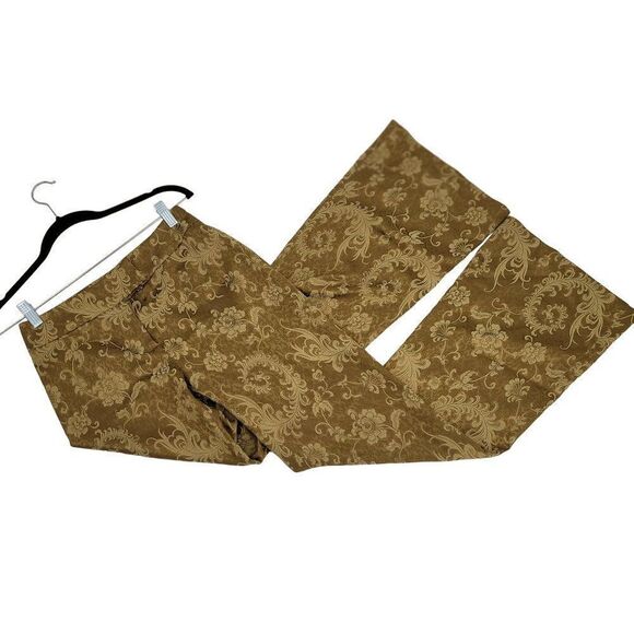 Vintage Lillie Rubin Brocade High-Rise Flare Pants 2 Bronze Paisley Retro 70s - Picture 11 of 11